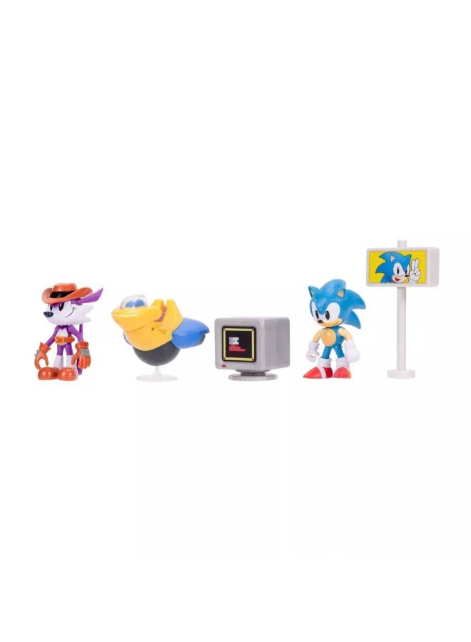 Sonic the Hedgehog Classic Super Stars Sonic vs Fang Action Figure Diorama Playset (6.35 cm, 5 Pieces) - Image 2